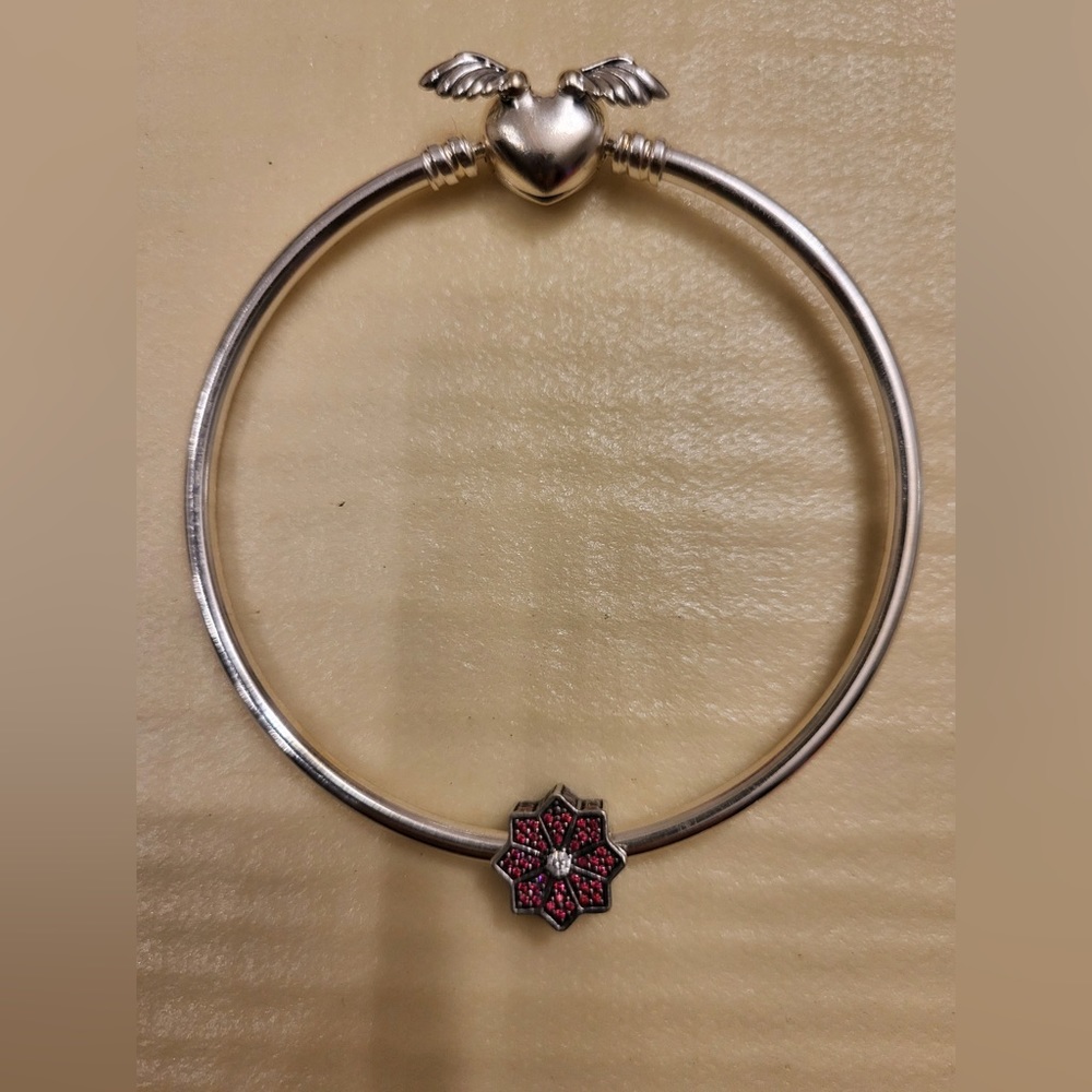 Authentic Pandora Bangle with Poinsettia Charm CHRISTMAS SPECIAL!